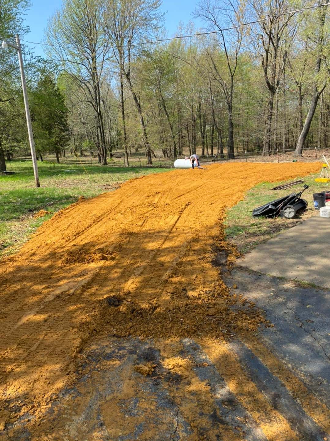 Graded dirt and site preparation for a new pad in Western Kentucky