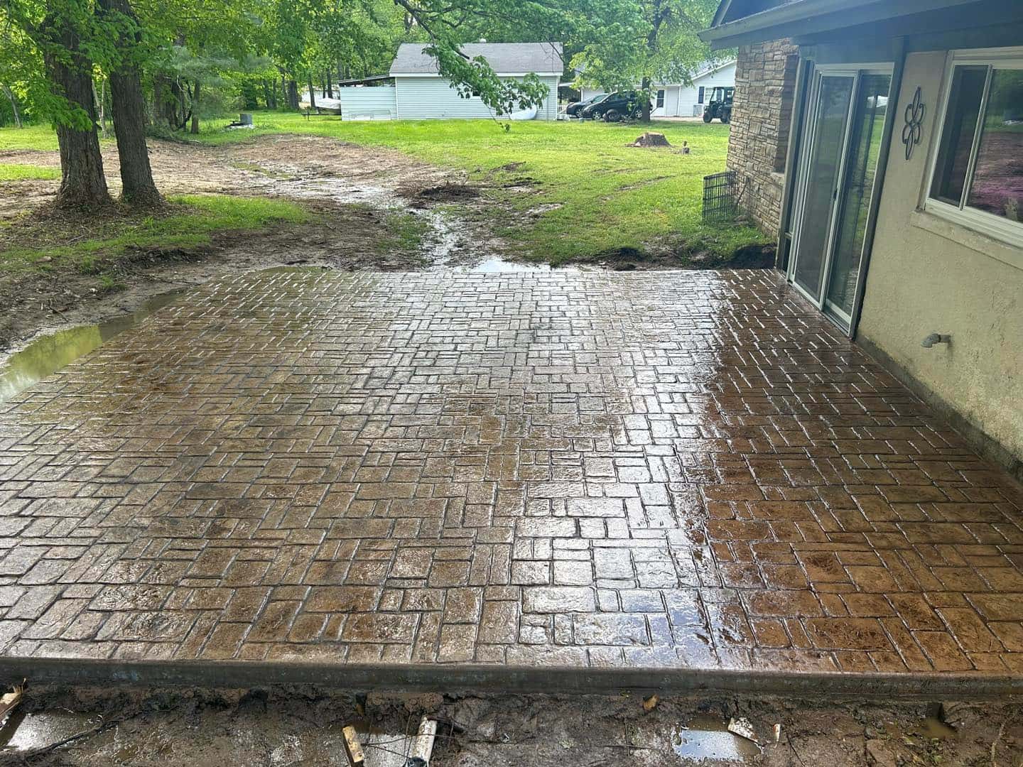 Concrete patio slab poured by the Four Rivers crew in Western Kentucky